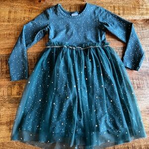 Hanna Andersson Teal Long Sleeve Starry Dress